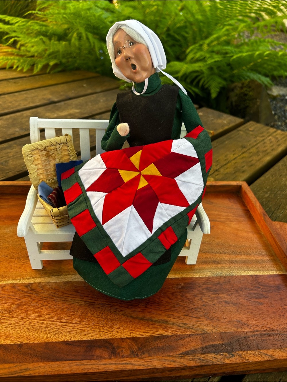 Byers Choice Amish Grandmother on Bench